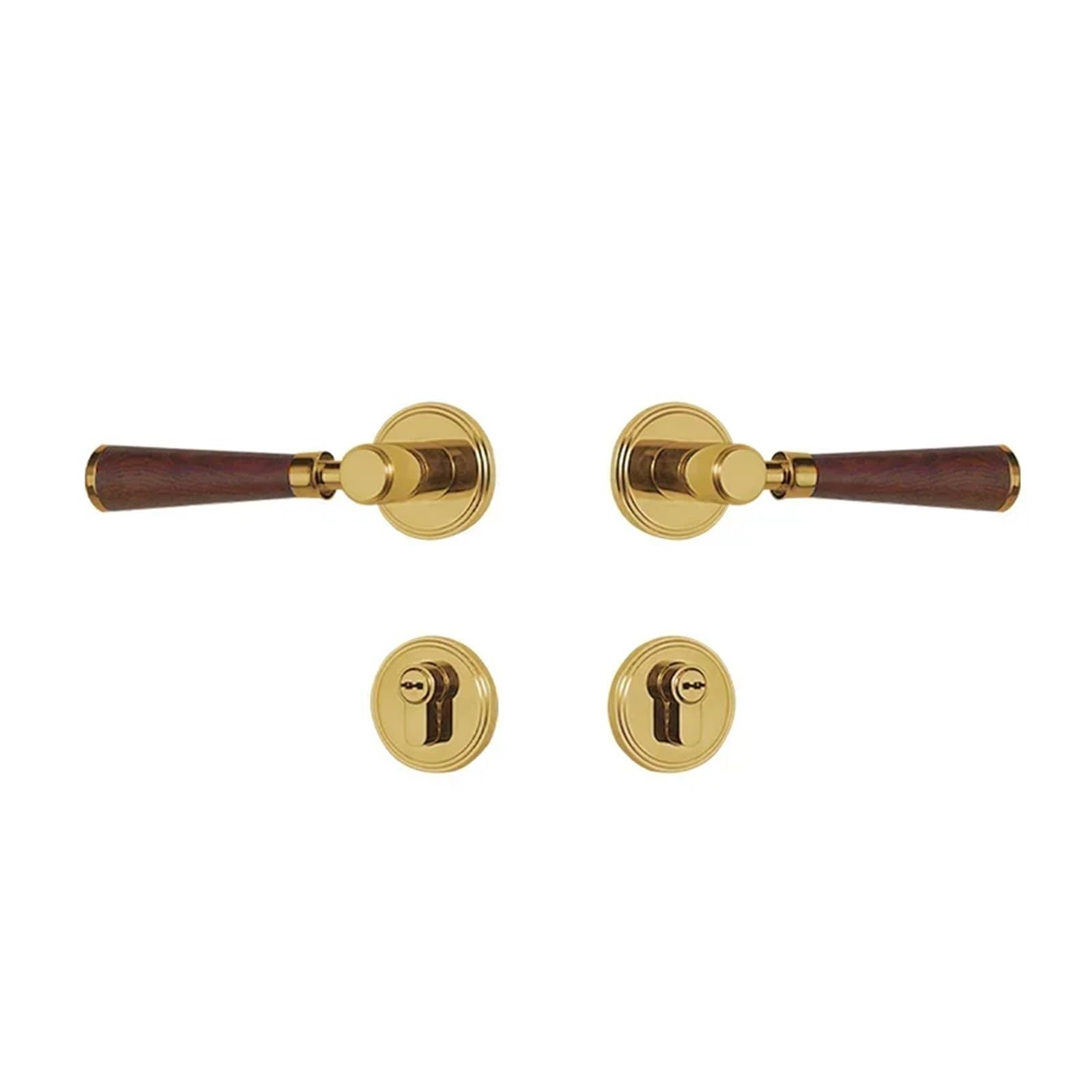Brass Door Lock Walnut Trapezoid Wood Knob Furniture Bedroom(Ivory)