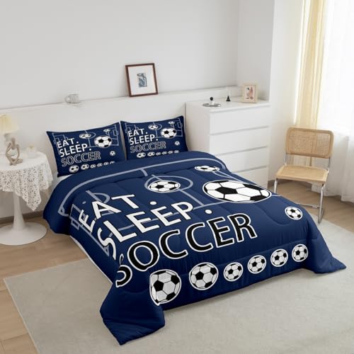 Image of Feelyou Soccer Comforter Set Football Bedding King Size for Kids Teens