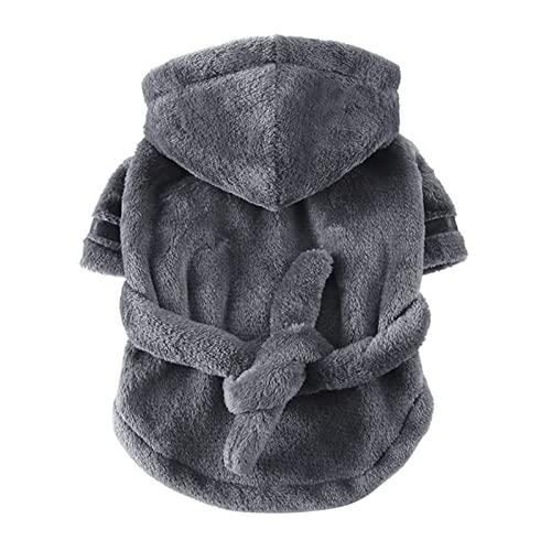 Puppy Drying Coat Hotel Bathrobe Sleeping Clothes with Sleeves for Small & Medium Pets Super Absorbent Bath Robe Towel Quick Dry Dog Cat Hooded Dressing Gown Pajamas Adjustable Nightgown Sleepwear - Image 3