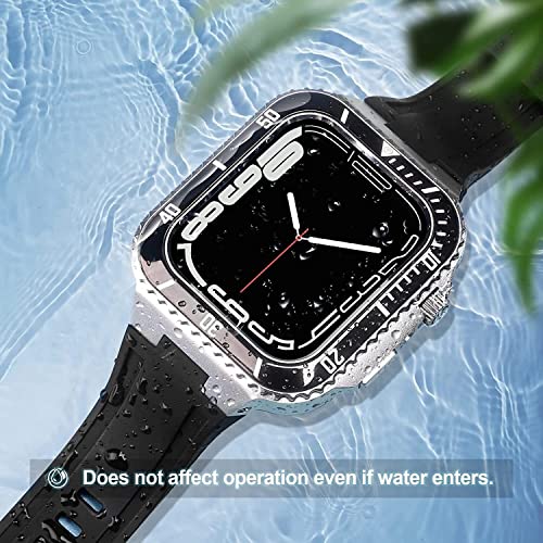 Kit boîtier de modification Apple Watch S8 7 45mm avec bracelet silicone