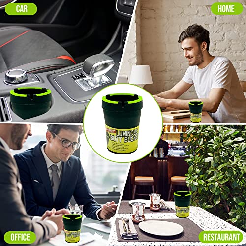Outdoor Smokers Cigarette Car Ashtray - Cup Holder With Lid Portable Smoking Butt Bucket Glow In The Dark Self-Extinguishing Light Up Smokeless Receptacle Smoke Free Ash Truck Home Travel Office Outside Table Auto Best Amazon 5 Pack Large Black Lamiya #TOP5