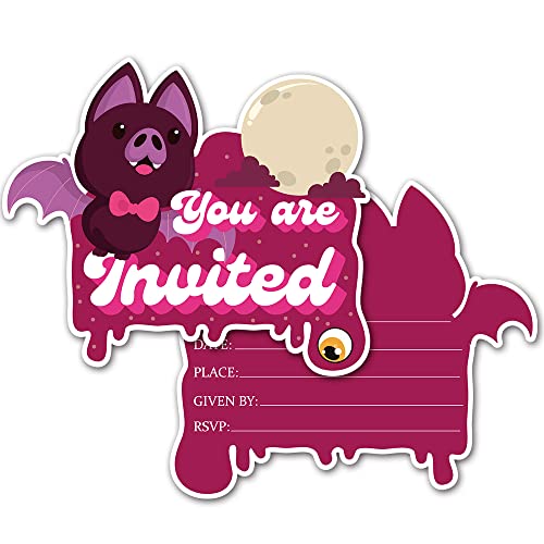 Deluxe Halloween Or Costume Party Invitations, 25 Shape Fill-In Cards With Envelopes, Pumpkin, Ghost, Monster, Cute Trick Or Treat, Box Or Treat For Kids Birthday Or Adult Party - 4"X6" (Jrm380) #TOP19