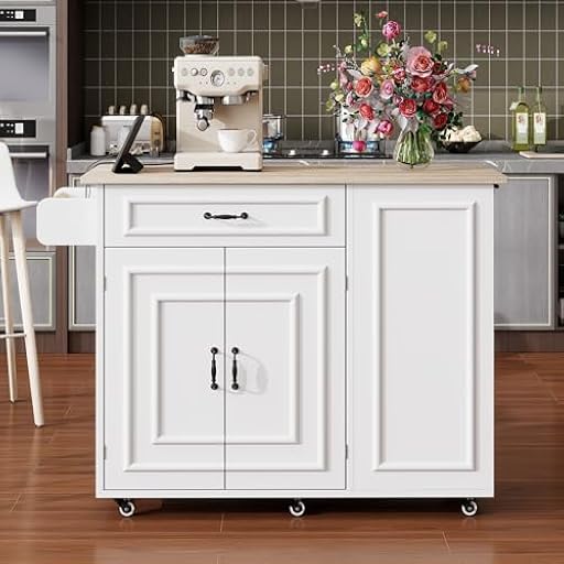 Sapgaks Isla de cocina, servicio de cocina con toma eléctrica, armarios empotrados, sirve con encimera, aparador, carro de servicio, armario de aparador, blanco | Ya disponible en tu tienda friki favorita! En mundofriki.es!