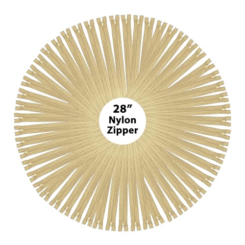 Image of Mandala Crafts 40 PCs Khaki Closed-End 28 Inches Nylon Zippers for Sewing