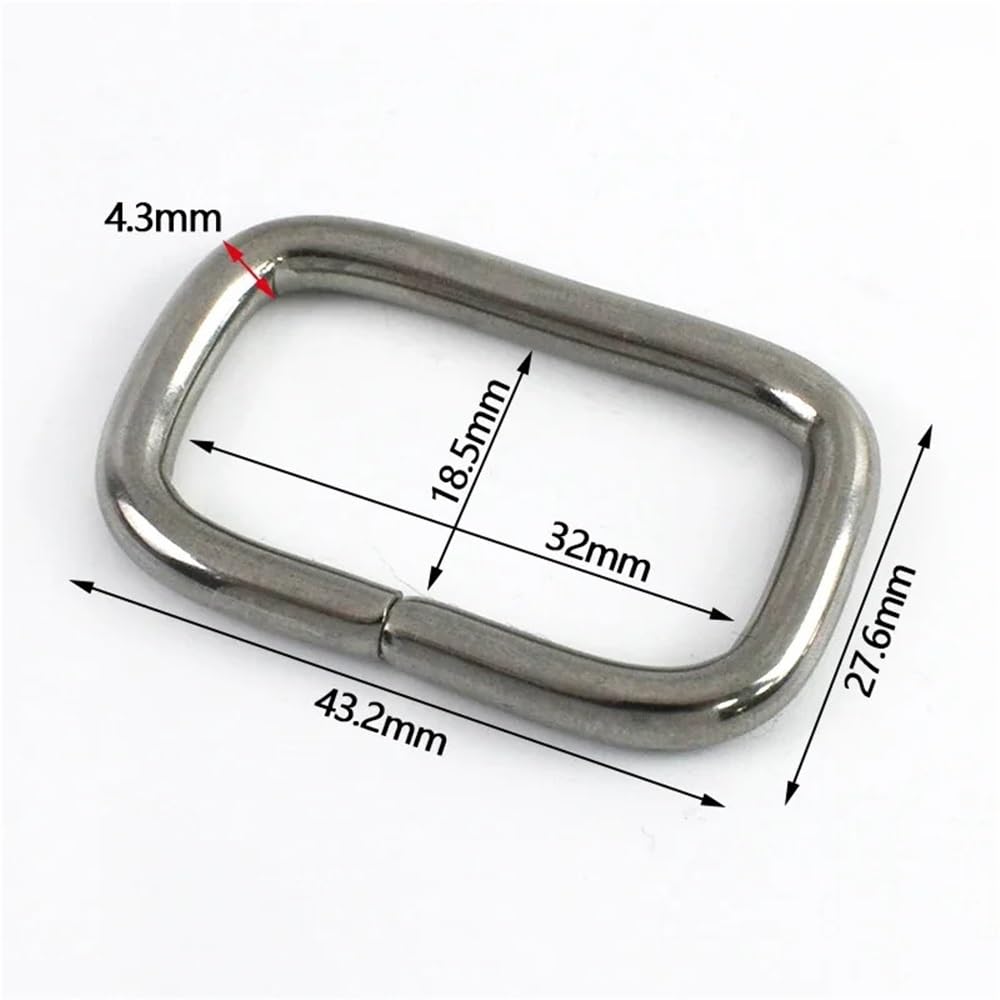 Pierścionki Kwadratowe zapięcie Torba Pasek parciany Obroża dla psa Karabińczyki Pętle Haczyk(01-SS-32mm,10Pcs)