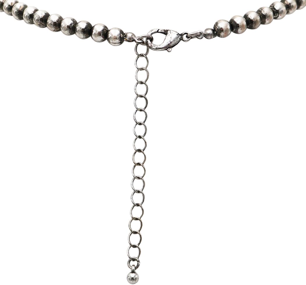 Rosemarie & Jubalee Sonic Silver Metal Pearl Necklace, 29 Inch Graduated Beaded Statement Jewelry