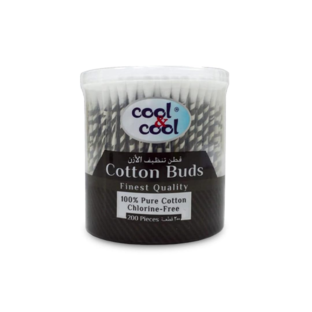 Cool & Cool Chlorine free Paper Ear Buds - 200's - Black - Round Thick Tips,Cotton Swabs,100% Cotton,Double Tipped,Hygienic,Gentle & Safe Swabs for Ears