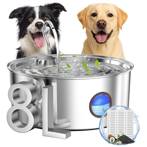 Pet Water Fountain - 8L/270oz Large - Silent Water Fountain for D...
