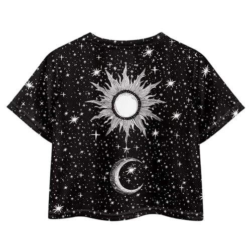 Image of Kids T Shirt Short Sleeve Crop Tops for Girls Summer Clothes Pullover Tees Shirt 5-14
