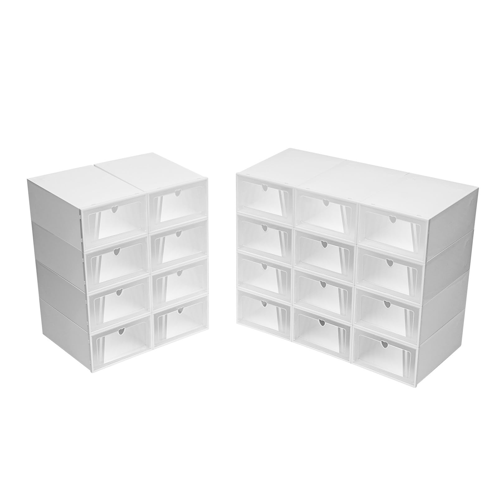 20er Set Schuhboxen Stapelbar Transparent, 33 x 23 x 14CM PP-Kunststoff Faltbar Schuhschrank Schuhregal Schuh Organizer mit Magnetischer Tür für Schlafzimmer Flur Wohnzimmer Schrank