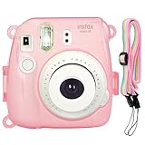 Katia Instant Camera Mini 8 Crystal PVC Case with Shoulder Strap for Fujifilm Instax Mini 8 Instant Film Camera (Pink)