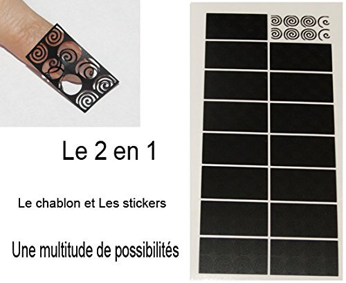 16 Stencils Vinyl Adhesive Stencils + 64 Spiral Stickers Black Nail Art Manicure UV Gel Resin