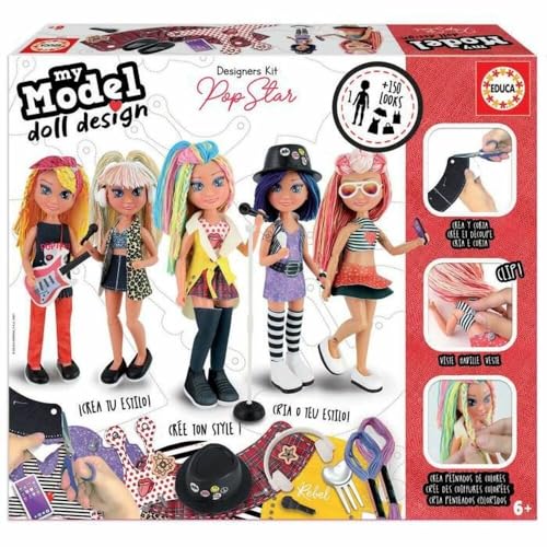 Educa - My Model Doll Design Pop Star. Muñeca Personalizable. Conviértete En Diseñador Y Estilista. +6 Años. 19203