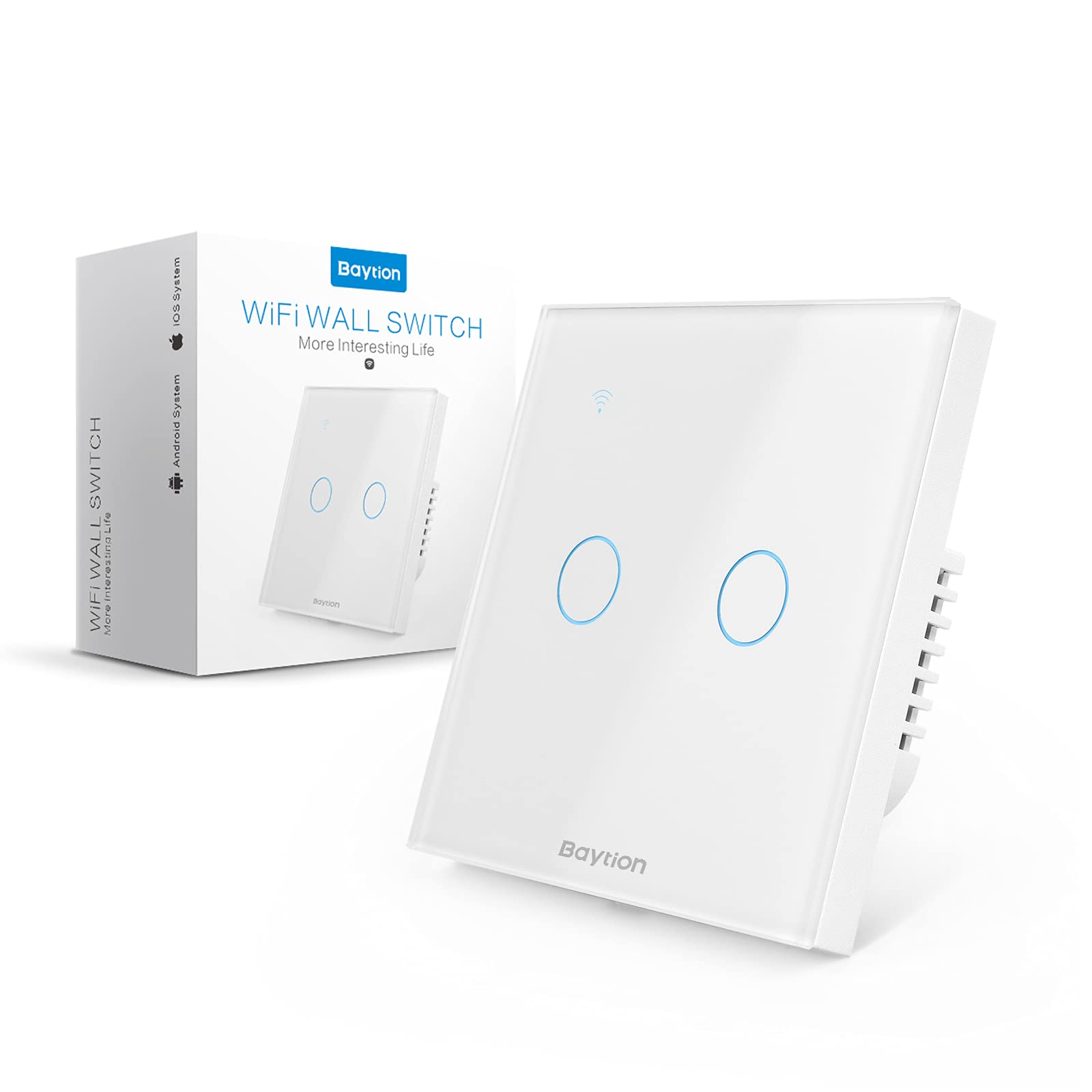 WiFi Smart Light Switch,2-Gang Baytion Smart Wall Light Switch Compatible with Alexa and Google Home,SmartLife APP Control, Voice Control and Timer for Smart Home (No Hub Required)