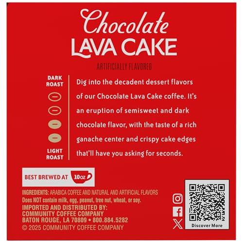 Image of Community Coffee Chocolate Lava Cake Flavored 10 Count Keurig K-Cup Coffee Pods, Medium Roast, 10 Count (Pack of 1)