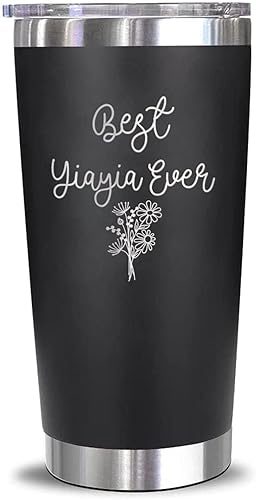 Vaso de Yiayia con texto en inglés "Best Yiayia Ever", taza Yiayia, regalo para el día de la madre, taza de café Yiayia, vaso de acero inoxidable de