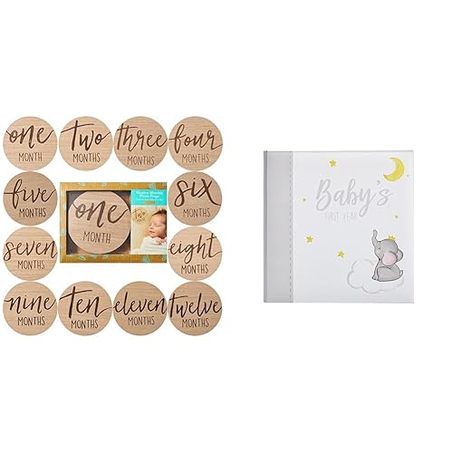 Vista 50 de Kate & Milo Tarjetas de fotos de hitos mensuales de madera en forma de corazón, Tarjetas de anuncio de bebé, Discos de hito de apoyo de foto