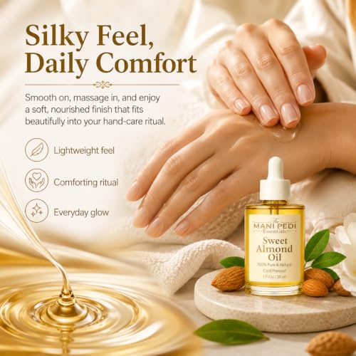 Image of TMPE Sweet Almond Oil for Skin and Hair | Deep Moisturizing, Non-Stick Formula. 100% Pure & Natural Cold Pressed oil - 30 ml.