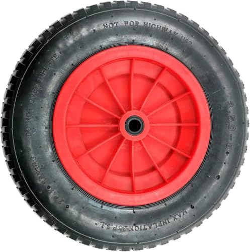 Easy Shopping 14' Inch Wheelbarrow Wheel Pneumatic Inflatable Tyre 3.50-8 REPLACEMENT RED Tyre...