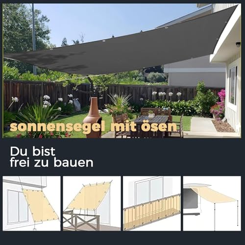 Voile d'ombrage imperméable 1x2m rectangulaire avec œillets - 7