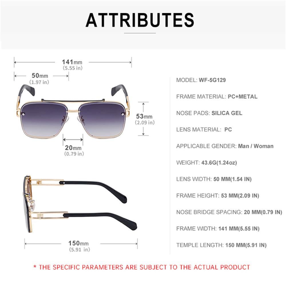 Gafas de sol de gran tamaño con montura de metal cuadrada retro para hombre y mujer, gafas de sol de doble haz para hombre, gafas protectoras UV400
