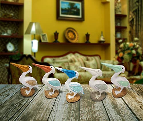 Usupgift Resin Pelican Blue Bird On A Stone With Glass Wings Statue Figurines (5.7"X4.1"X 2.4") For Gifts Home Bathroom Living Room Garden Desk Decor #TOP6