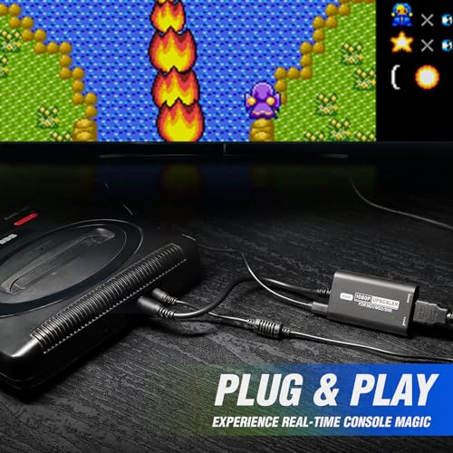 Image of BITFUNX SEGA Genesis /Megadrive /SNK HDMI Adapter - Supports RGBS to 1080P HDMI Upscaler and 16:9 /4:3 Switch, Plug & Play Video Game Adapter with No Lag, for Genesis MD1 /2 SNK