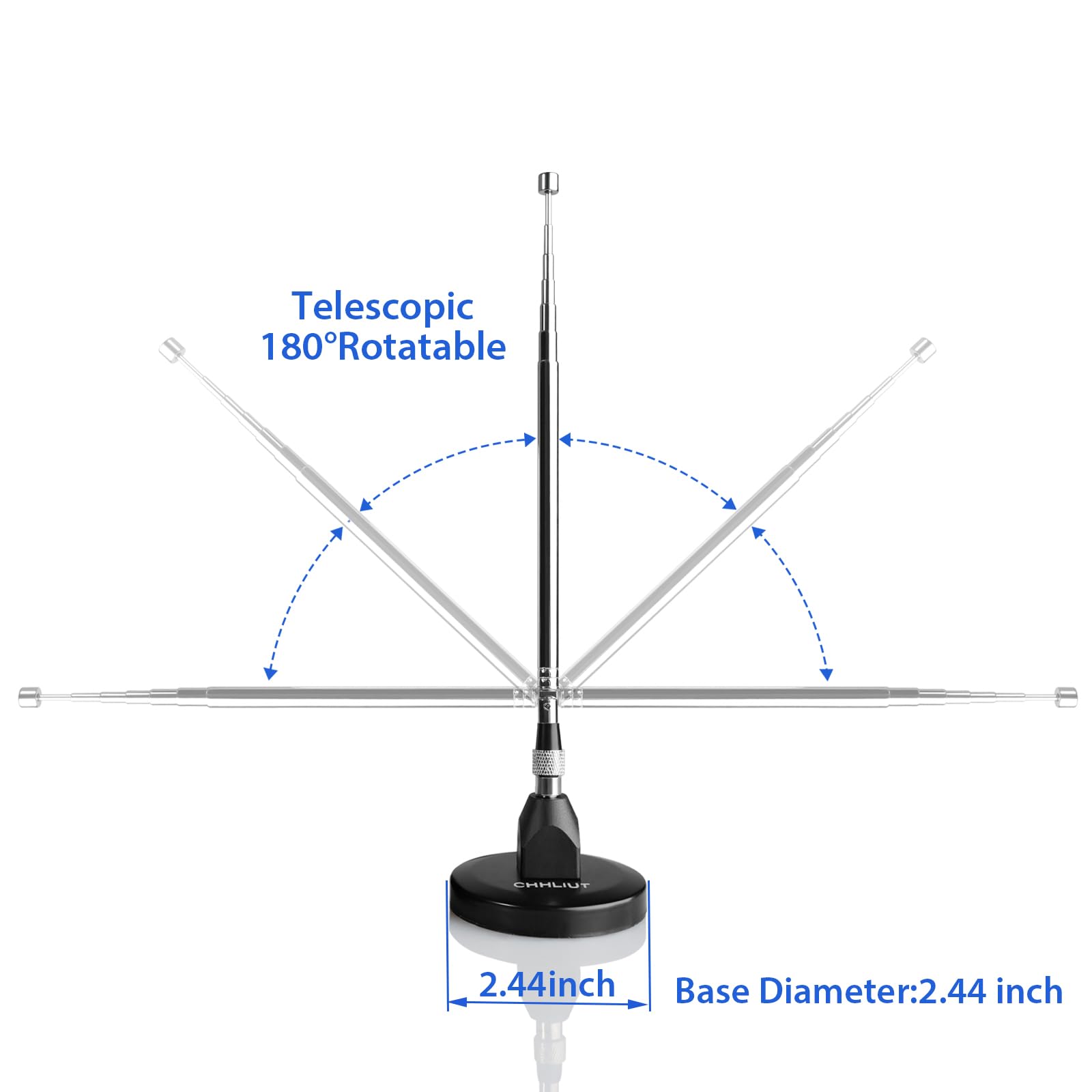 Antenne FM pour récepteur stéréo - Base magnétique, câble coaxial de 4,9 m, rétractable, réception FM parfaite pour système home cinéma