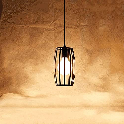 Lámpara de araña retro industrial de hierro negro con una luz para techo 6