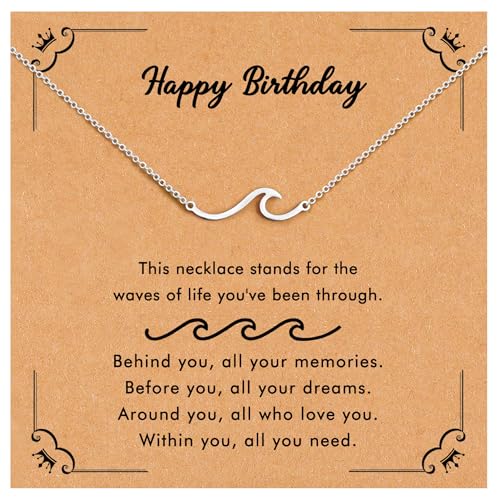 RZKING Birthday Gifts For Women, Dainty Wave Necklace Unique Gifts For Women, Birthday Necklace For Women Friend Sister Daughter Mom Granddaughter Grandma Nana...