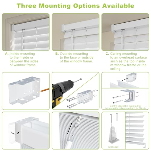 SZXIMU 2 Cordless Room Darkening Window Blinds, 36 W x 64 H White
