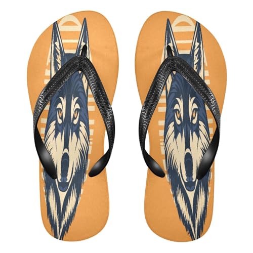 STAYTOP Cool Wolf Face Flip Flops Sandals of Men's & Women's,Sandals Beach Slippers Shower Slides