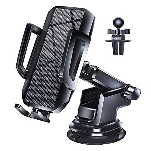 Loncaster Car Phone Holder, Universal Car Phone Mount for Dashboard Windshield Air Vent, Hands Free Long Arm Suction Cup Phone Mount for Car Compatible with iPhone, Samsung, Android Smartphones
