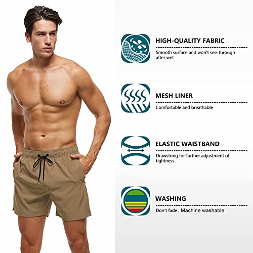 Image of Tyhengta Men's Swim Trunks Quick Dry Beach Shorts with Zipper Pockets and Mesh Lining