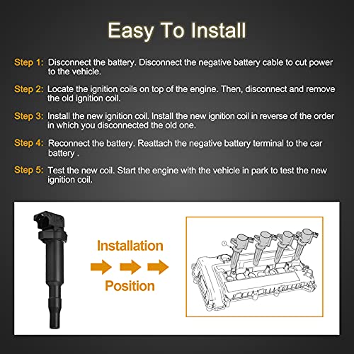 Bdfhyk High Performance Ignition Coil 6 Pack For Bmw 1Series M 328I 335I 525I 528I 650I 740I M5 M6 X3 X5 X6 Z4 L6 V8 V12 3.0L 4.4L 6.0L 12137594937 5C1698 #TOP6
