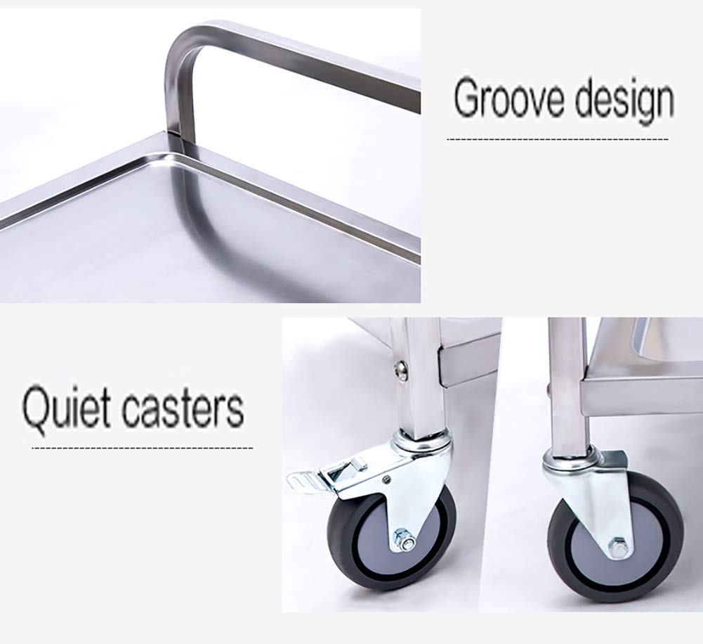 Carrelli a Mano Mobili Ciotole Di Raccolta da Pranzo a 2 Livelli Car Wine Service e Utility Trolley Acciaio Inossidabile, Ristorante Hotel Tool Car Treatment Car Carrelli per Attrezzature da La