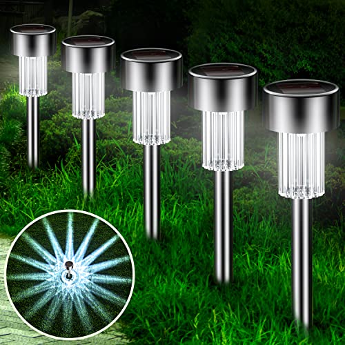 Solar Outdoor Lights 12 Pack, Solar Garden Lights Solar Powered Waterproof Landscape Path Lights Stainless Steel Led Outdoor Lights Solar For Walkway Yard Backyard Lawn Patio Driveway #TOP5