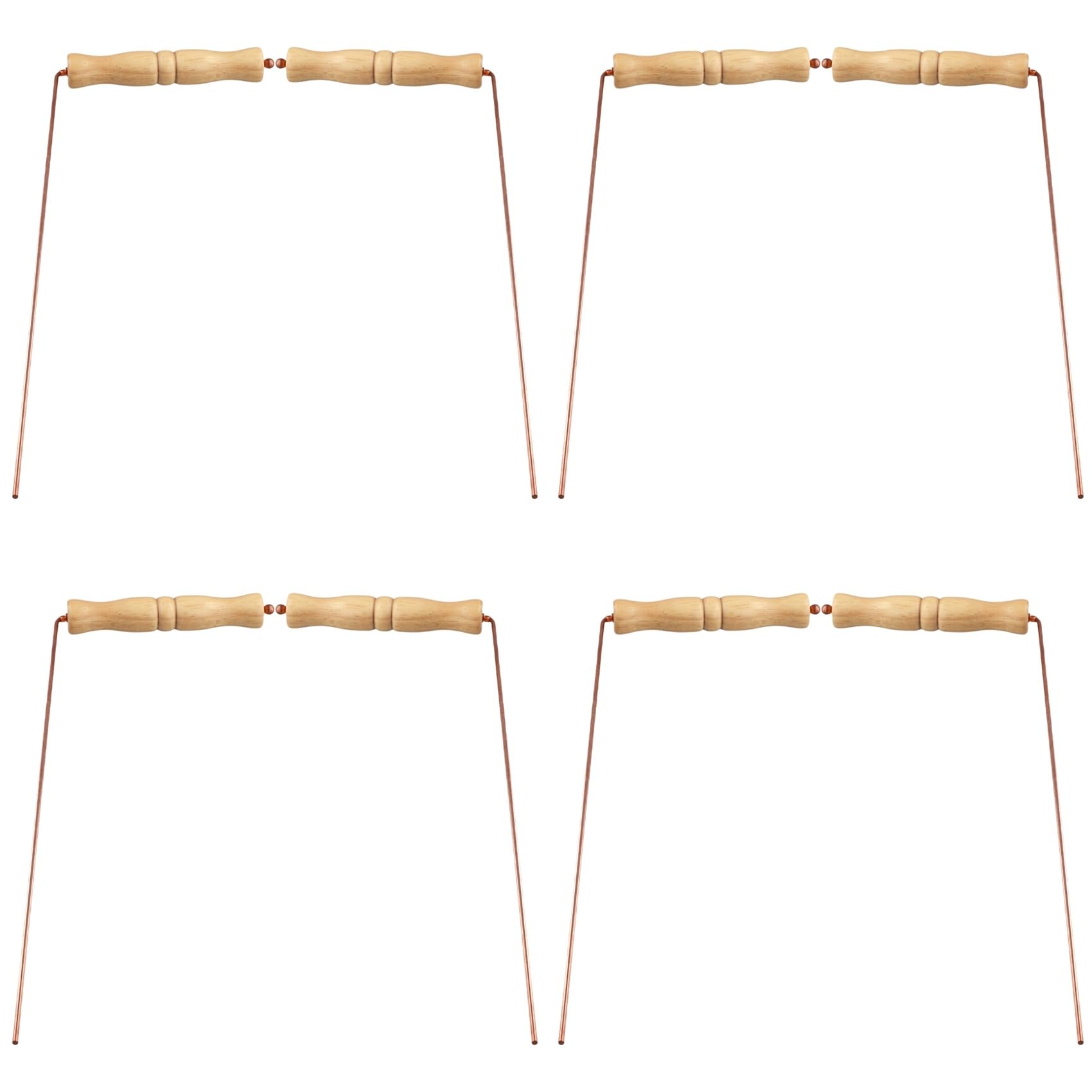 Jnchdghwa Photo Color 8X Copper Dowsing Rods Kit For Divination Tool - Natural Wooden Handles Divining Rods