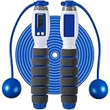  Cuerda de Saltar de Conteo Digital Cuerda de Salto de Fitness Ajustable Combas sin Cable con Contador de Caloría de Número Electrónico Inteligente para Niños Adultos Deporte Extrior Interior (Rojo)