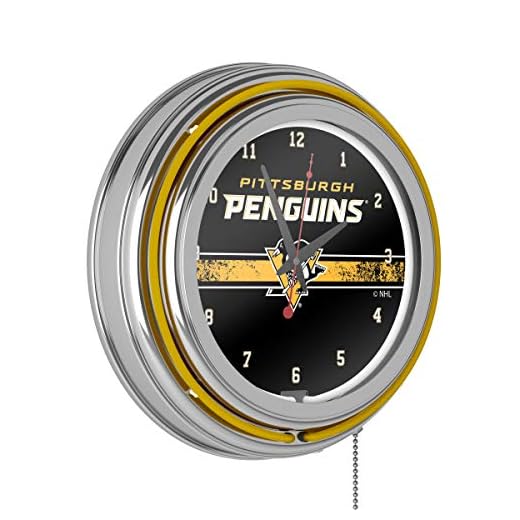 Trademark Global NHL Chrome Double Rung Neon Clock - Pittsburgh Penguins