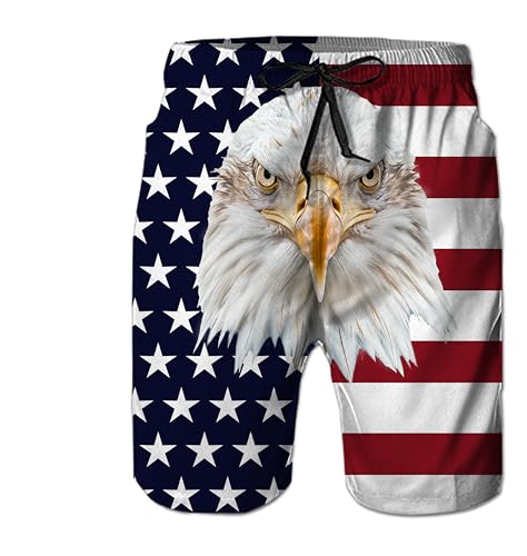 westwolf 4th of July Swim Trunks for Men's 3D Print American Flag Waist Mens Board Shorts with Pocket Men Independence Day Swim Short Vacation Swimwear Fashion Bathing Suits L
