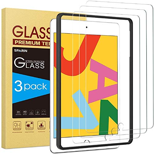 [3 Pack] Screen Protector for iPad 8th Generation/iPad Air 3 2019 Model, SPARIN Tempered Glass for iPad 10.2 inch 2020 (iPad 8/7), High Sensitivity