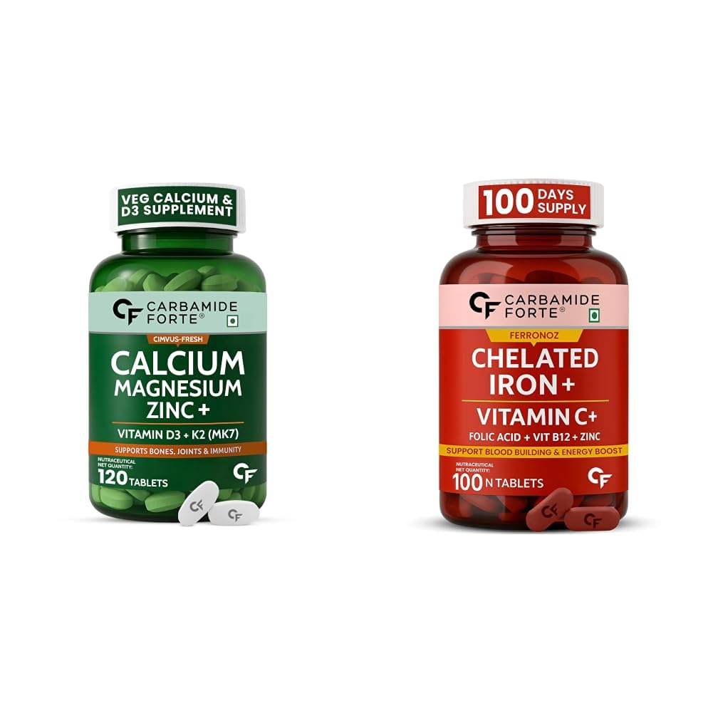 Carbamide Forte Veg Calcium And Vitamin D3 Tablets | Calcium Tablets For Women & Men | Magnesium Zinc Supplement With Vitamin D3 + K2 MK7 To Support Bones Health, Joints & Immunity - 120 Tablets-image-30