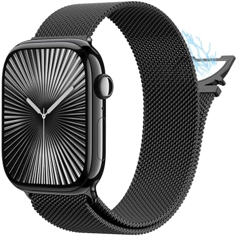 CTYBB Milanese Mesh Loop Compatible with Apple Watch Band 40mm 41mm 38mm 42mm Series 10 9 8 7 SE 6 5 4 3 2 1 Men & Women, Stainless Steel Wider Metal Strap with Magnetic Clasp for iWatch Bands