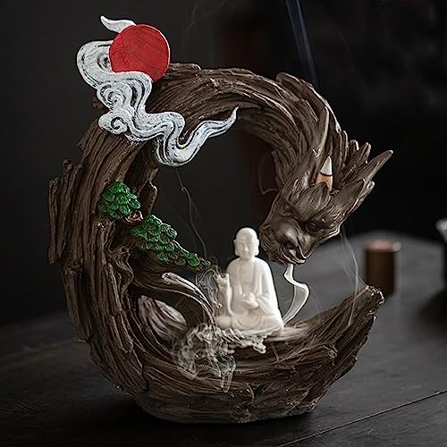 Brûleur d'encens dragon backflow cascade en céramique zen