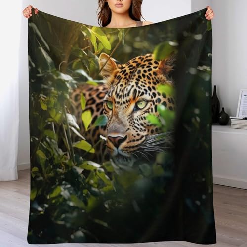 Couverture léopard duveteuse 140x180cm plaid lit et canapé