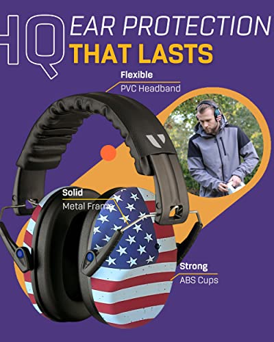 Vanderfields Hearing Protection Headphones 20Db Noise Reduction, Noise Cancelling Ear Muffs For Adults-Passive Ear Protection For Shooting Range, Fireworks, Construction, Lawn Mowing Safety Ear Muffs #TOP4