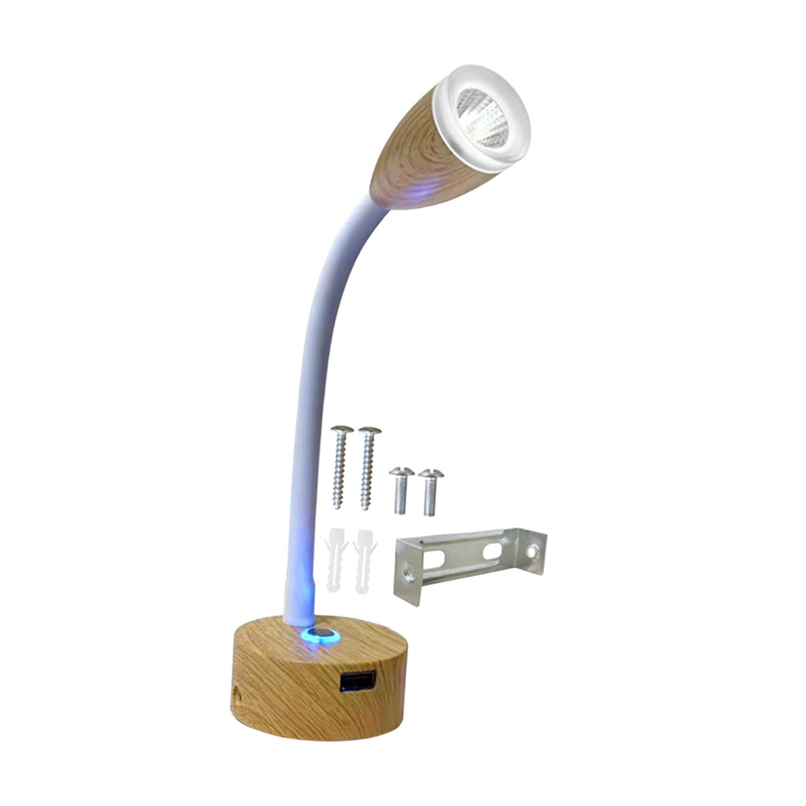 Lámpara de Lectura LED RV Minimalista con Regulación Táctil Flexible y Memoria Luminosa Estructura de Aluminio Elegante Adecuada para Áreas, Blanco