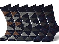 6 Pairs, Argyle, Dark Navy (2 Pairs of Each Color Variation)