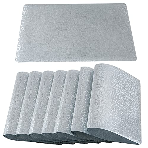 Qualsen Platzset Weihnachten Platzsets Abwischbar 8 stücke Tischsets Abwaschbar Abriebfest Platzdeckchen Abwaschbar Table Mat (Baumwurzelmuster Silber) Cover